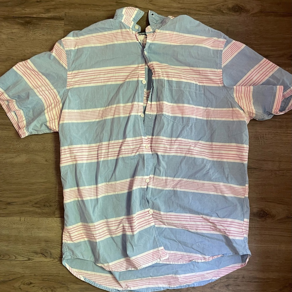 Old Navy Blue and Pink Casual Button Down Shirt